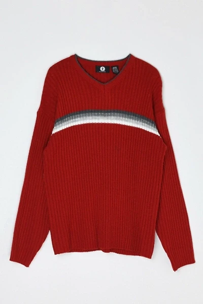 Vintage Y2k V-Neck Striped Ribbed Sweater