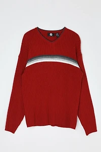 Vintage Y2k V-Neck Striped Ribbed Sweater