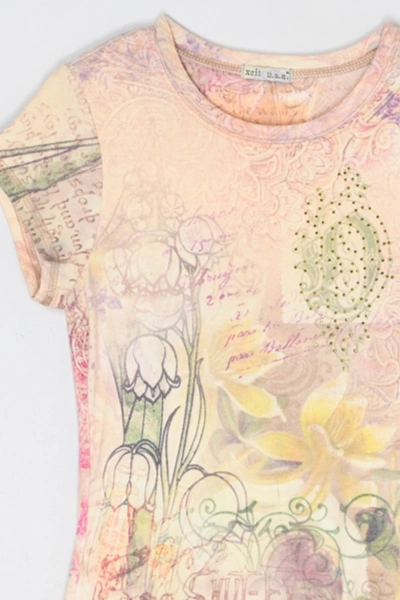 Vintage Y2k Rhinestoned Printed Tee
