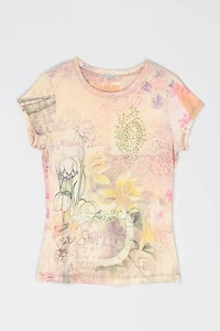 Vintage Y2k Rhinestoned Printed Tee