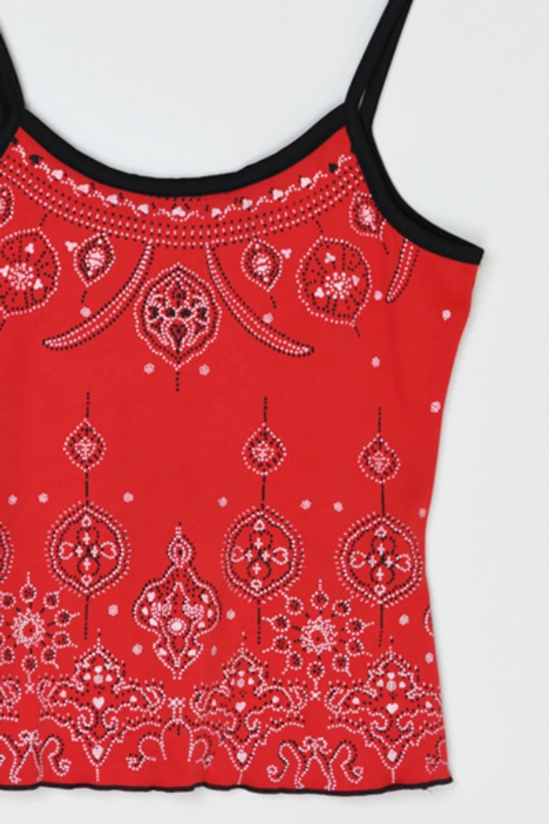 Vintage Y2k Glittered Red & Black Top