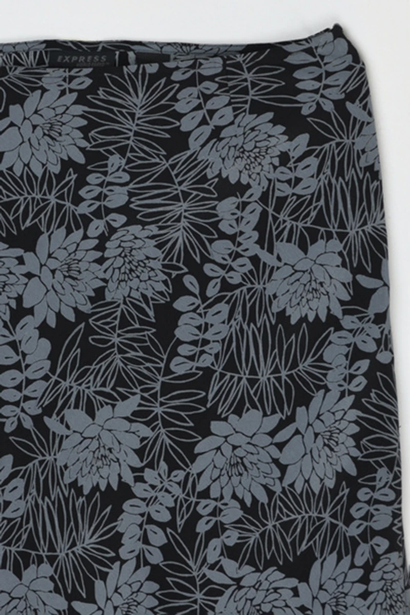 Vintage Y2k Dark Grey Printed Midi Skirt