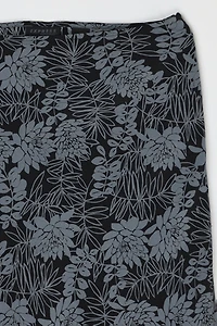 Vintage Y2k Dark Grey Printed Midi Skirt