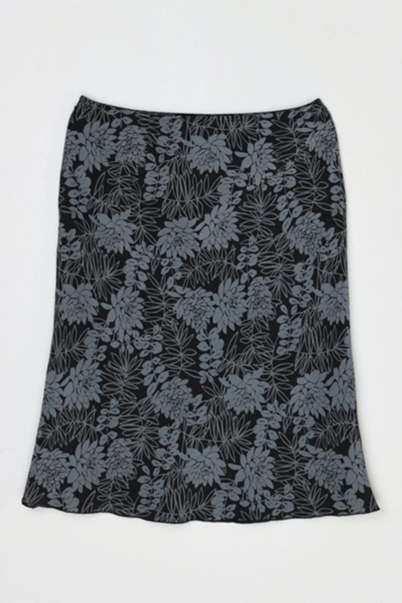 Vintage Y2k Dark Grey Printed Midi Skirt