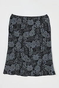 Vintage Y2k Dark Grey Printed Midi Skirt