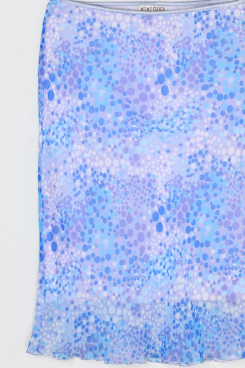 Vintage Y2k Ice Purple Printed Layered Midi Skirt