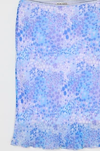 Vintage Y2k Ice Purple Printed Layered Midi Skirt