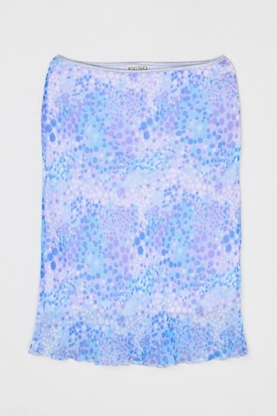 Vintage Y2k Ice Purple Printed Layered Midi Skirt