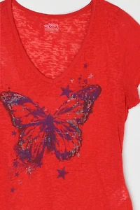 Vintage Y2k Butterfly Burnout T-Shirt