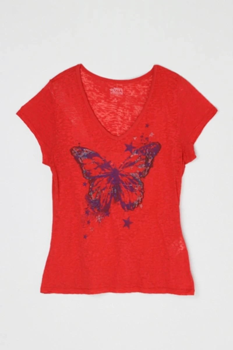 Vintage Y2k Butterfly Burnout T-Shirt