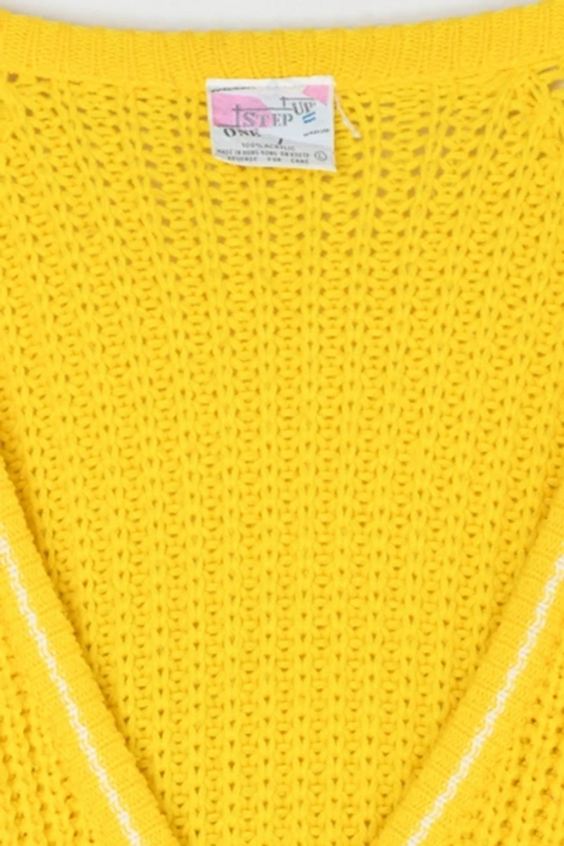 Vintage 90s Yellow & White Striped Knit Cardigan