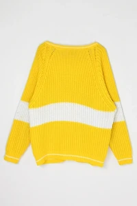 Vintage 90s Yellow & White Striped Knit Cardigan