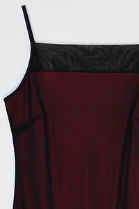 Vintage Y2k Black & Red Layered Printed Midi Dress