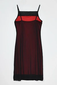 Vintage Y2k Black & Red Layered Printed Midi Dress