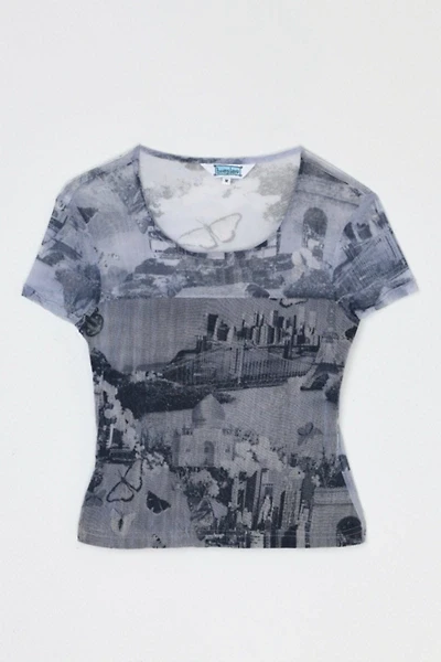 Vintage Y2k Printed Mesh Top