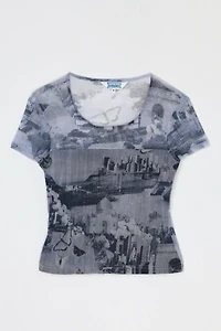 Vintage Y2k Printed Mesh Top