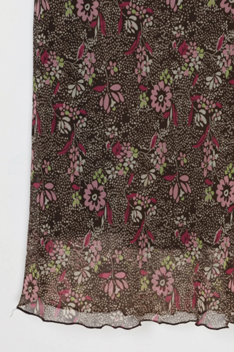 Vintage Y2k Printed Layered Midi Skirt