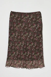 Vintage Y2k Printed Layered Midi Skirt