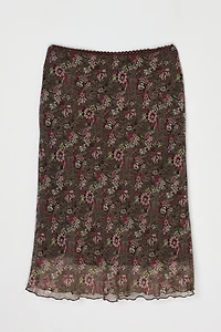 Vintage Y2k Printed Layered Midi Skirt