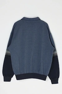 Vintage 90s Striped Button-Collar Sweatshirt