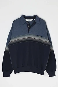 Vintage 90s Striped Button-Collar Sweatshirt