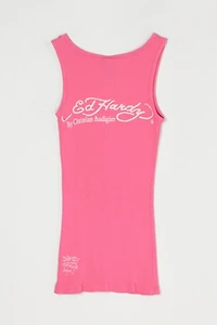 Vintage Y2k Ed Hardy "True 'Til Death" Ribbed Tank Top