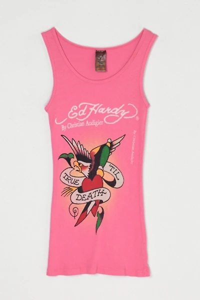 Vintage Y2k Ed Hardy "True 'Til Death" Ribbed Tank Top