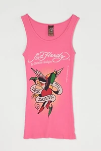 Vintage Y2k Ed Hardy "True 'Til Death" Ribbed Tank Top