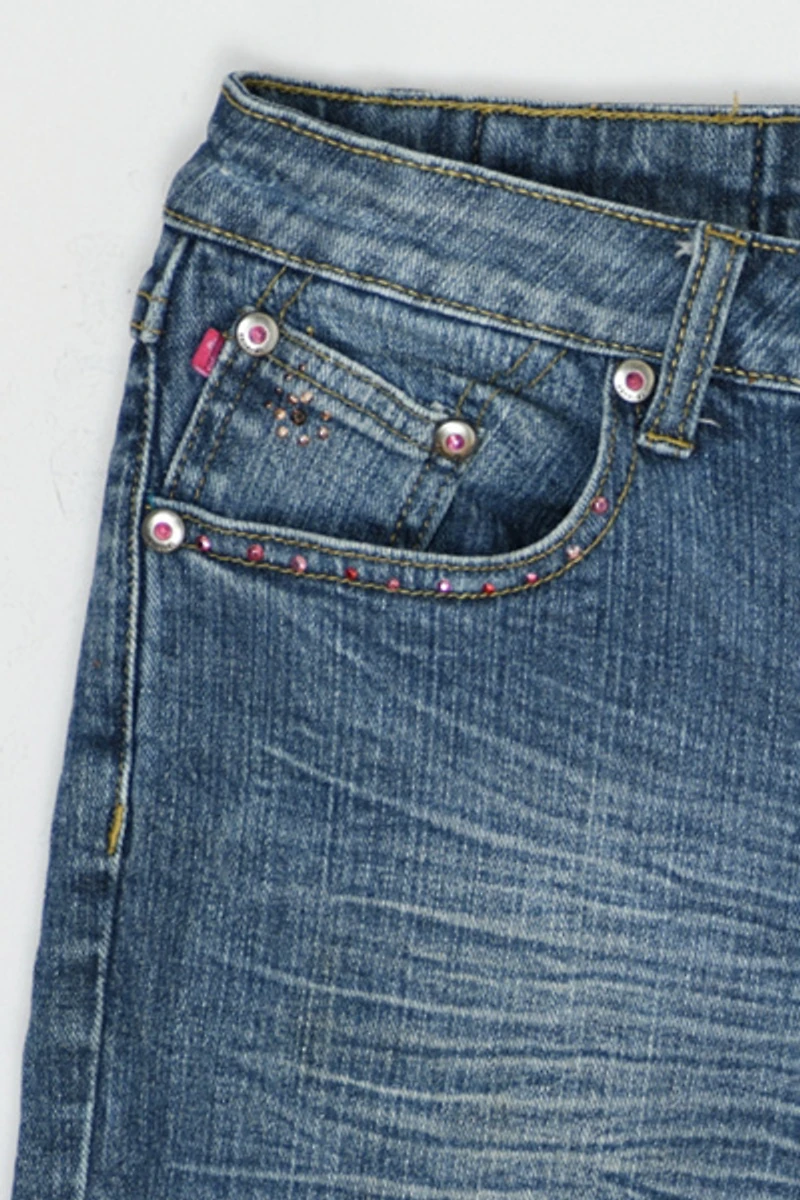 Vintage Y2k Rhinestoned Butterfly Flared Jean