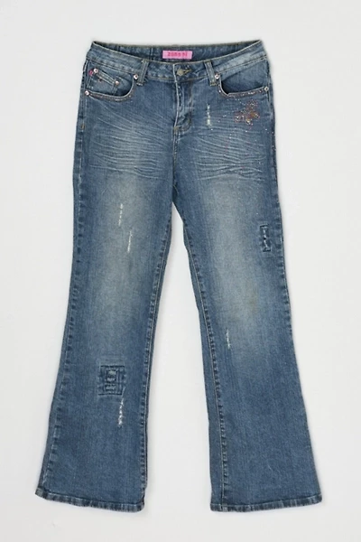 Vintage Y2k Rhinestoned Butterfly Flared Jean