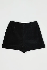 Vintage Y2k Black Corduroy Faux-Wrap Mini Skirt