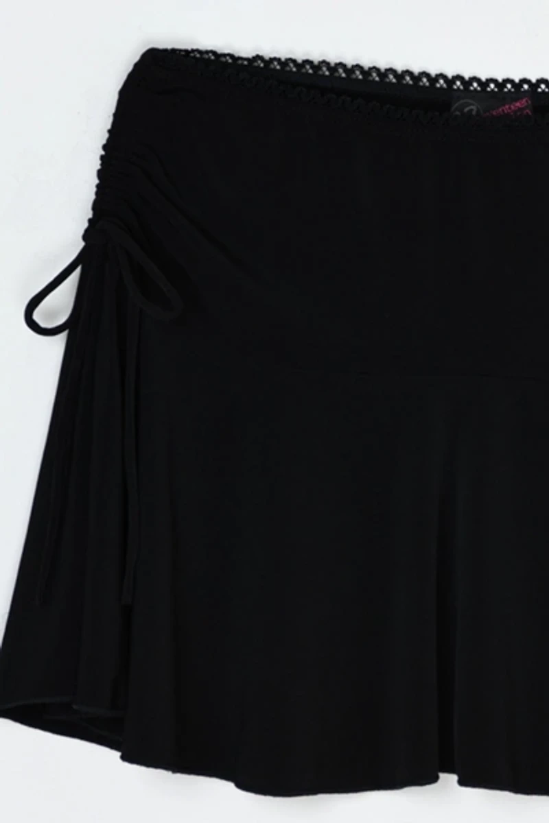 Vintage Y2k Ruched Black Mini Skirt