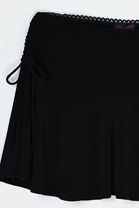 Vintage Y2k Ruched Black Mini Skirt