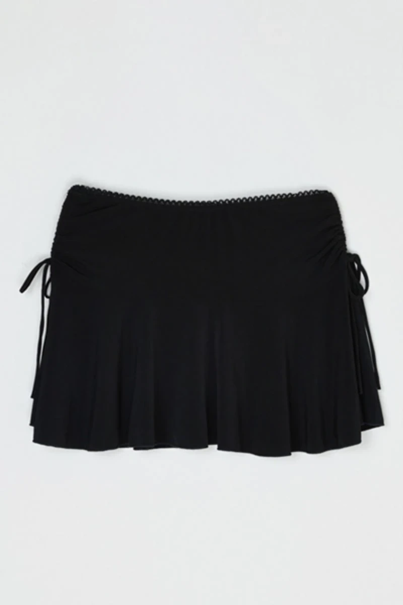 Vintage Y2k Ruched Black Mini Skirt