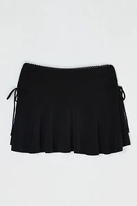 Vintage Y2k Ruched Black Mini Skirt