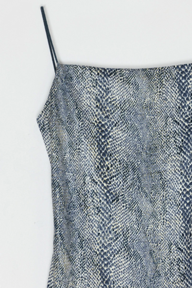 Vintage Y2k Snakeskin Printed Backless Mini Dress