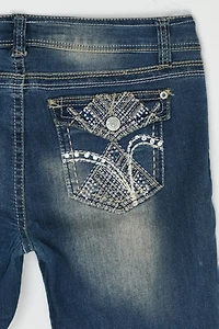 Vintage Y2k Rhinestoned Contrast-Stitched Flared Jean