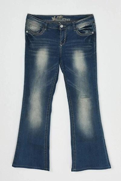 Vintage Y2k Rhinestoned Contrast-Stitched Flared Jean