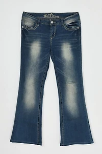 Vintage Y2k Rhinestoned Contrast-Stitched Flared Jean