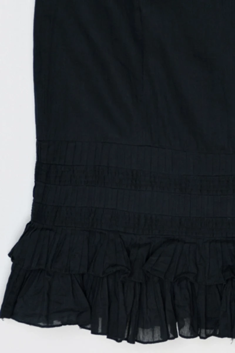 Vintage Y2k Ruffled Black Midi Skirt