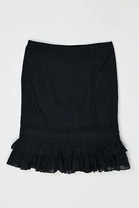 Vintage Y2k Ruffled Black Midi Skirt
