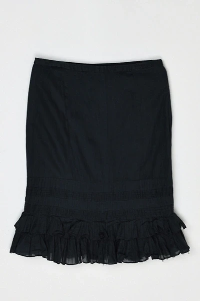 Vintage Y2k Ruffled Black Midi Skirt