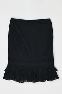 Vintage Y2k Ruffled Black Midi Skirt