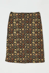 Vintage Y2k Black & Beige Patterned Midi Skirt
