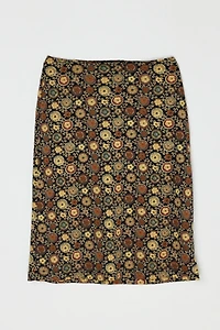 Vintage Y2k Black & Beige Patterned Midi Skirt
