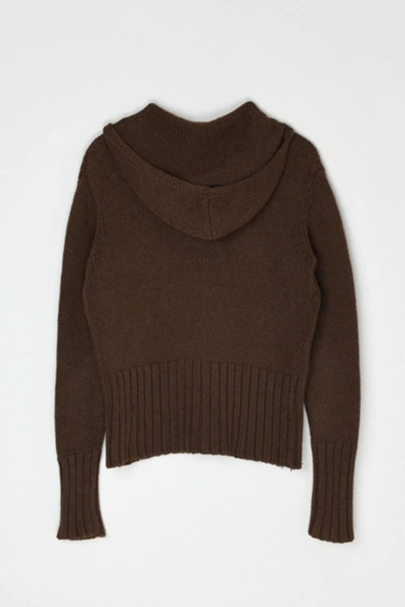 Vintage Y2k Dark Brown Knit Zip Hoodie