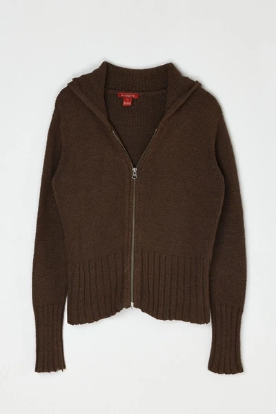 Vintage Y2k Dark Brown Knit Zip Hoodie