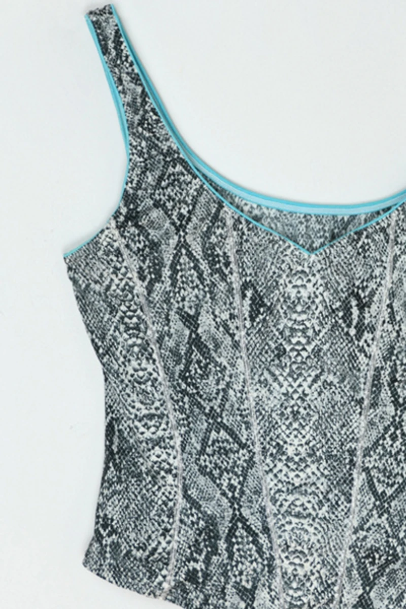 Vintage Y2k Shimmery Snakeskin Printed Top
