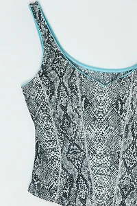 Vintage Y2k Shimmery Snakeskin Printed Top