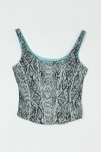 Vintage Y2k Shimmery Snakeskin Printed Top
